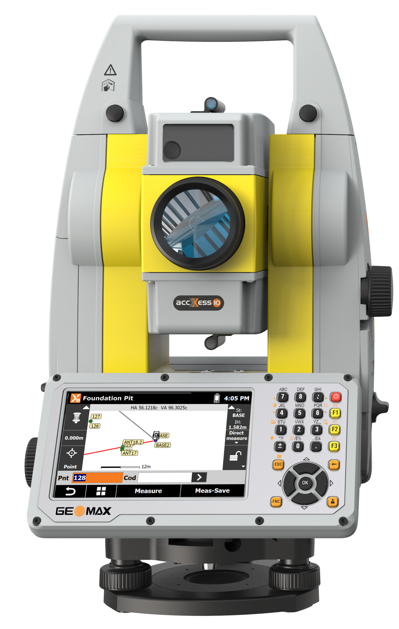 GeoMax Zoom75 — обективът на 30× далекогледа и accXess далекомерът отблизо