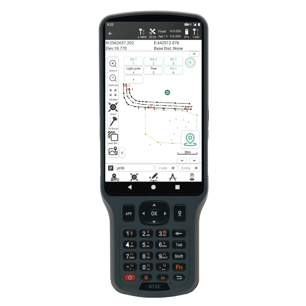STEC Field Master — полеви софтуер на контролера STEC S Pod, екран с кодирани точки